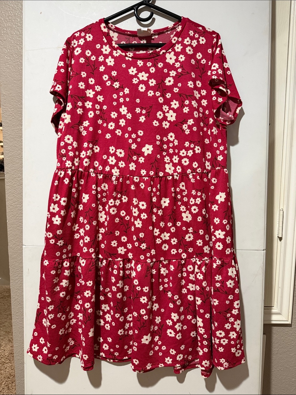 LuLaRoe Ariel Crepe Red Floral Midi Dress